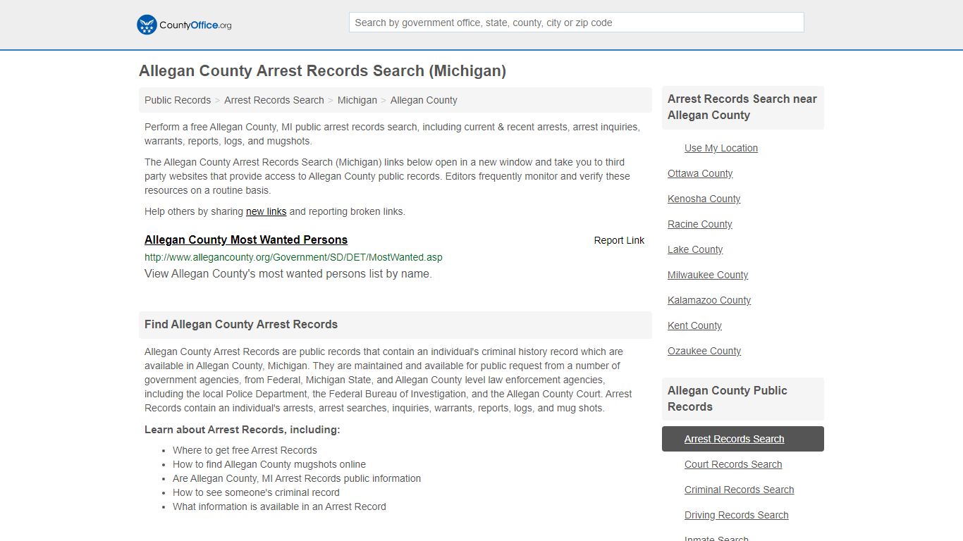 Arrest Records Search - Allegan County, MI (Arrests ...